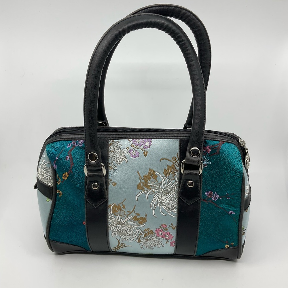 Vintage Y2K Yans NY Asian Brocade Top Handle Doctor Tote Satchel Bag